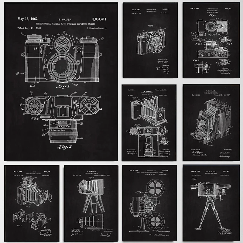 Винтажный патентный постер для фотокамеры настенный художественный принт
