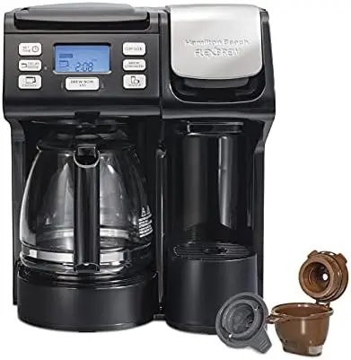 

FlexBrew Trio 2-Way Coffee Maker, Compatible with K-Cup Pods or Grounds, Combo, Single Serve & Full 12c Pot, Black - Fast Br Cof