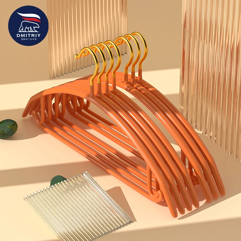 

Dmitriy 5Pcs Household Semicircle Arc No Trace Dipping Drying Rack Tulip Color System Golden Hook Dormitory Bedroom Coat Hanger