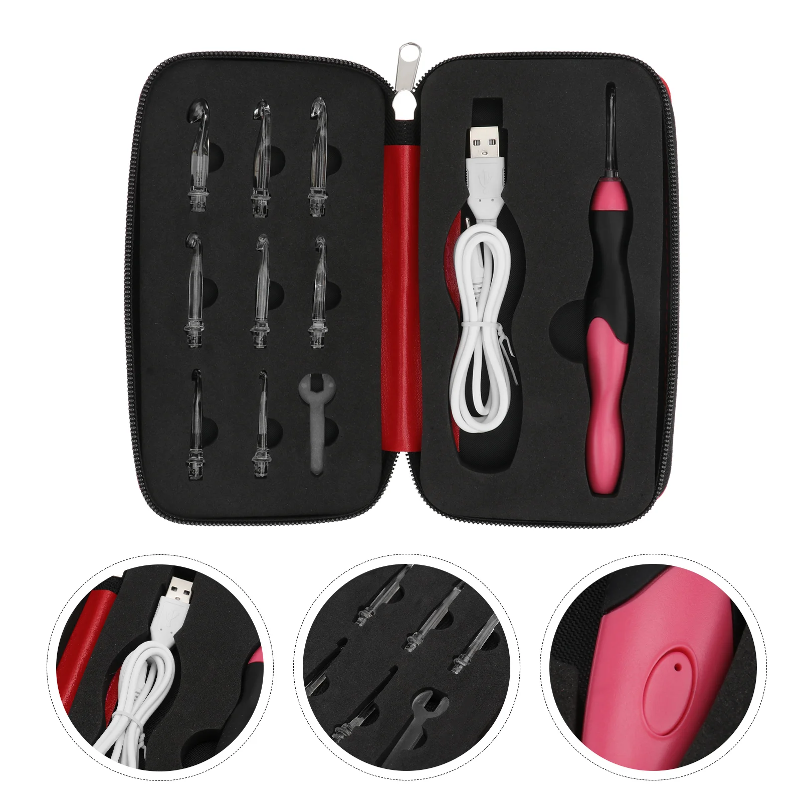 

Lighted Crochet Hooks LED Brightness Adjustable Knitting Needles Sewing Craft Tools Set for DIY Weave Yarn (Red)