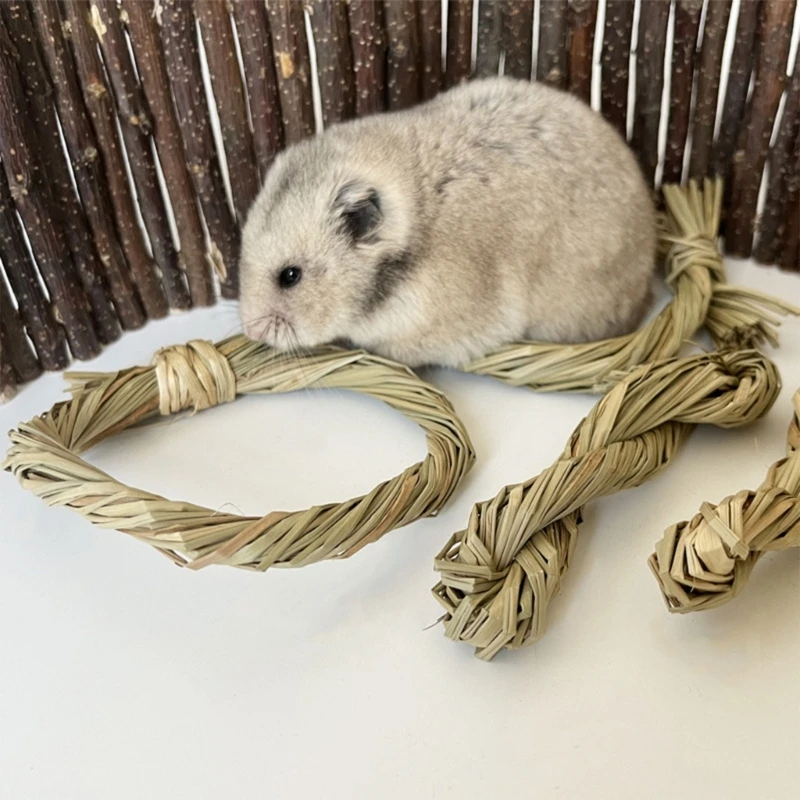 Кролик жевательная игрушка для зубов ручная работа шарик из травяных палочек