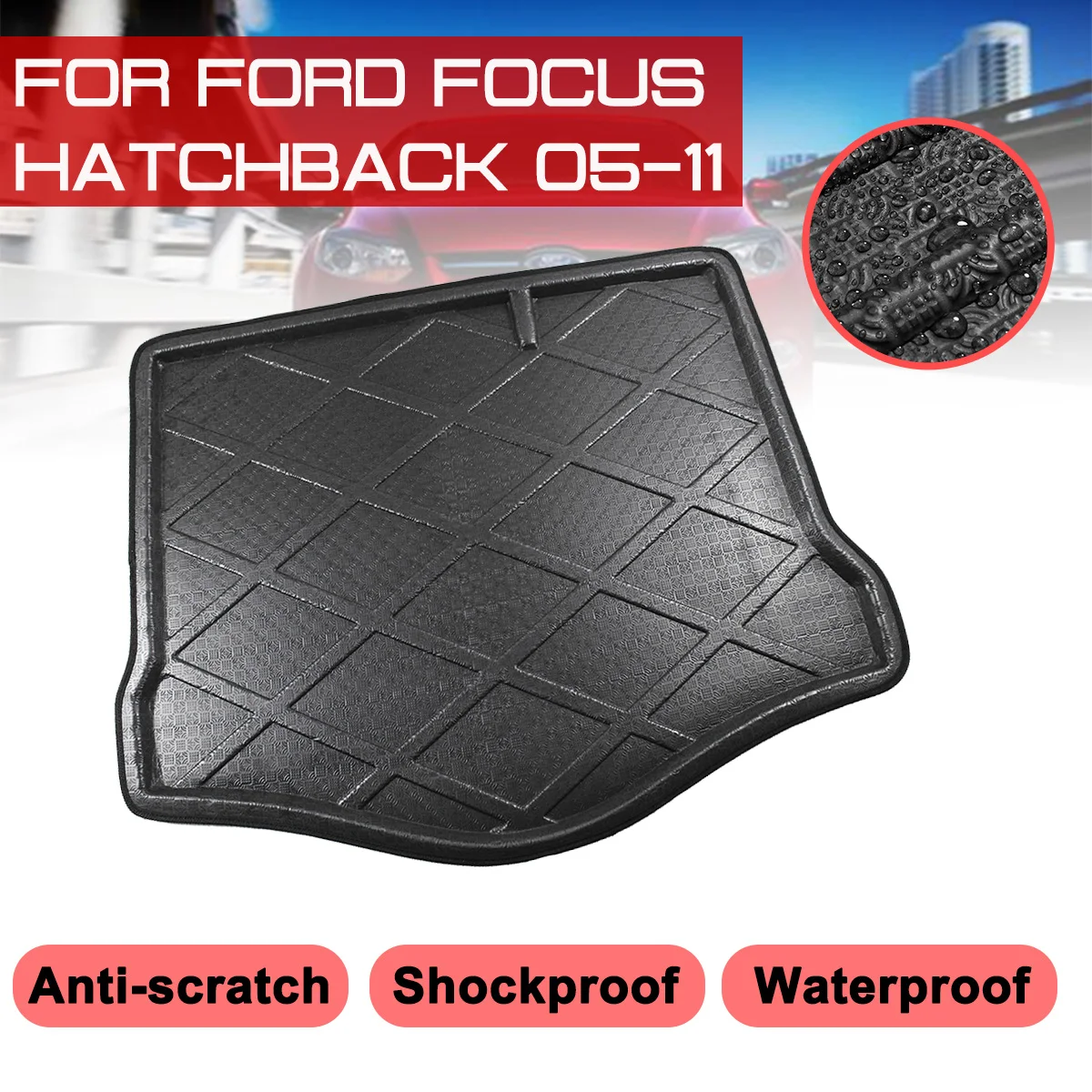 

Коврик для багажника автомобиля, водонепроницаемый коврик, поднос для защиты от грязи, подкладка для груза для Ford Focus Hatchback 2005-2011, напольные к...