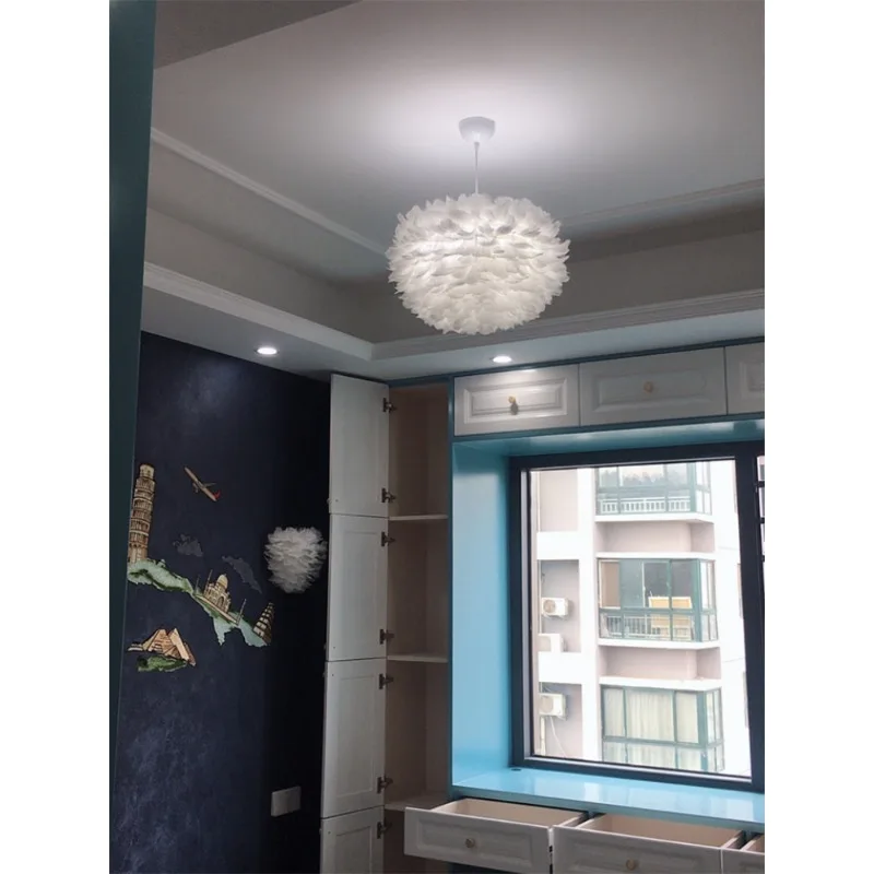 

Pendant Lamp Led Art Chandelier Light Room Decor Hot Sale and High Quality Nordic Simple Modern Feather Bedroom Study