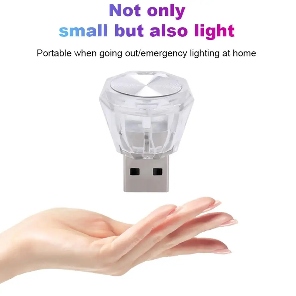 Автомобильная USB-лампа для атмосферы беспроводная вспышка красочные огни