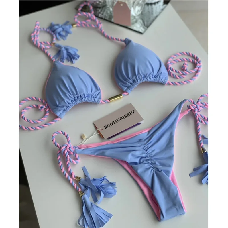 

2023 New Push Up Mayo Bikini Set High Waist Mujer Triangle Bandage Swimsuit Factory Swiming Bathing Suit Women Biquini Mulher