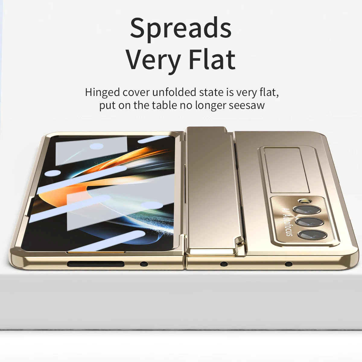 Plating Kickstand Armor Case For Samsung Galaxy Z Fold 4 3 360 Full Screen Protector Phone Cover Z Fold 5 Hinge Case Shockproof