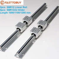 2 pcs sbr12 linear guide rail of length 100011001200mm with 2pcs cylindrical guide and 4pcs slider for cnc wide application