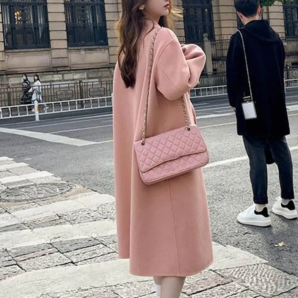 

Warm Cozy Women Thermal Jacket Made of Polyester Fabric Stylish Women's Double-breasted Winter Coat Warm Mid-length Lapel Double