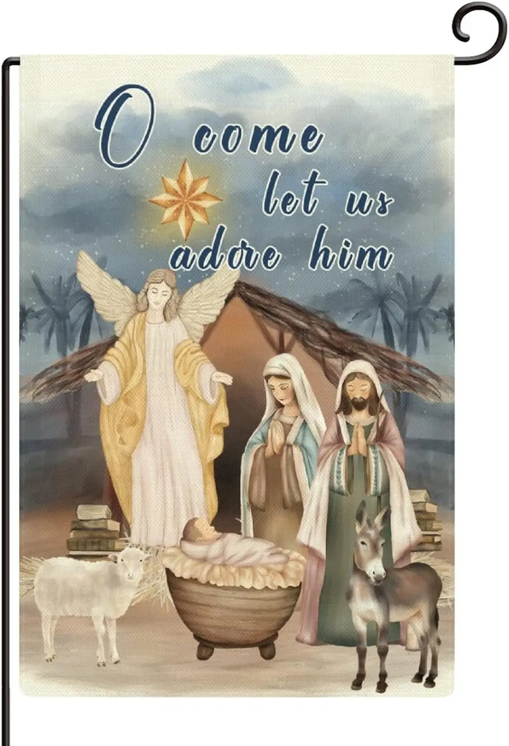 Рождественская ясли Рождественский садовый флаг тема 16x30 двухсторонний двор