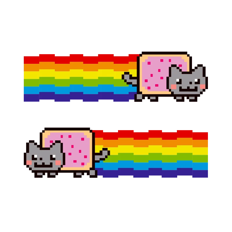 

Rainbow Cat Car Sticker Helmet Pixel Net Red Cat Scratch Reflective Sticker Electric Vehicle Motorcycle Sticker