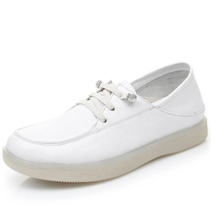 

2022 New Spring Lace-up High Quality Full Genuine Leather Shoes Women Black Sneakers Flat Comfort Casual White Shoes Large Size