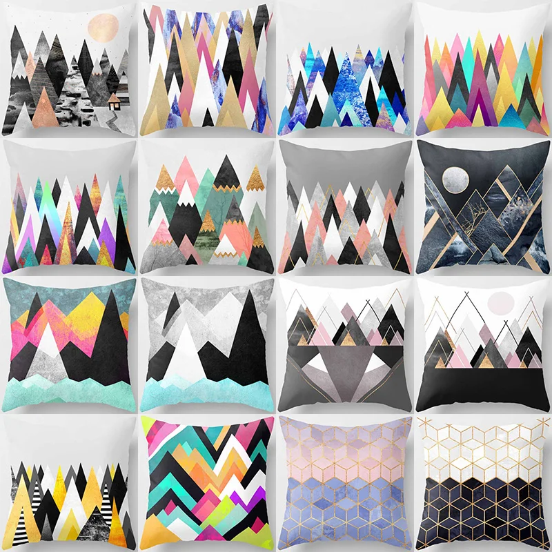 

Горячая Распродажа красивые наволочки с геометрическим мультиязычным рисунком, Короткие Плюшевые высококачественные квадратные толстые наволочки