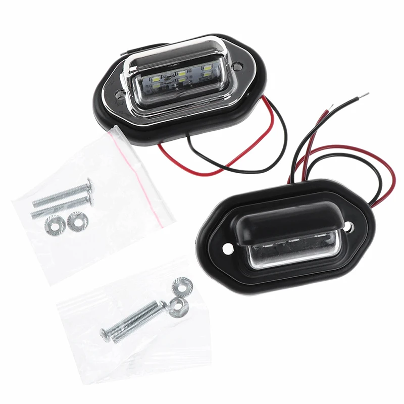 

1 Pc 6LED 10-30V Truck License Plate Light Rear Lamp Tail Light for Trailer Boat RV Truck SUV Waterproof Car Accessories