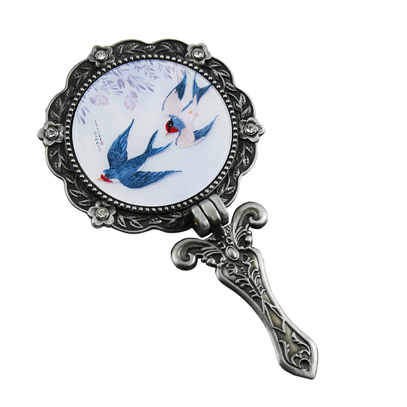 

YY Metal Handle Mirror Folding Mini Bag Mirror Female Portable Mirror Handheld Cosmetic Mirror