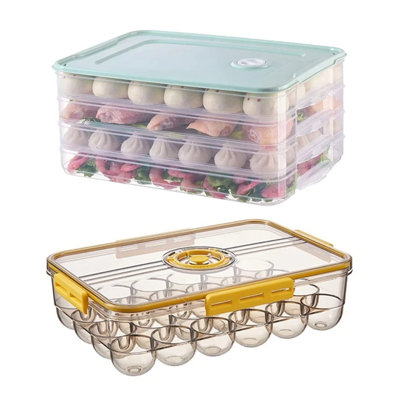 

Four Layer Dumpling Boxes Storage Tray Food Container Box With 24 Grids Egg Storage Box Transparent Egg Container