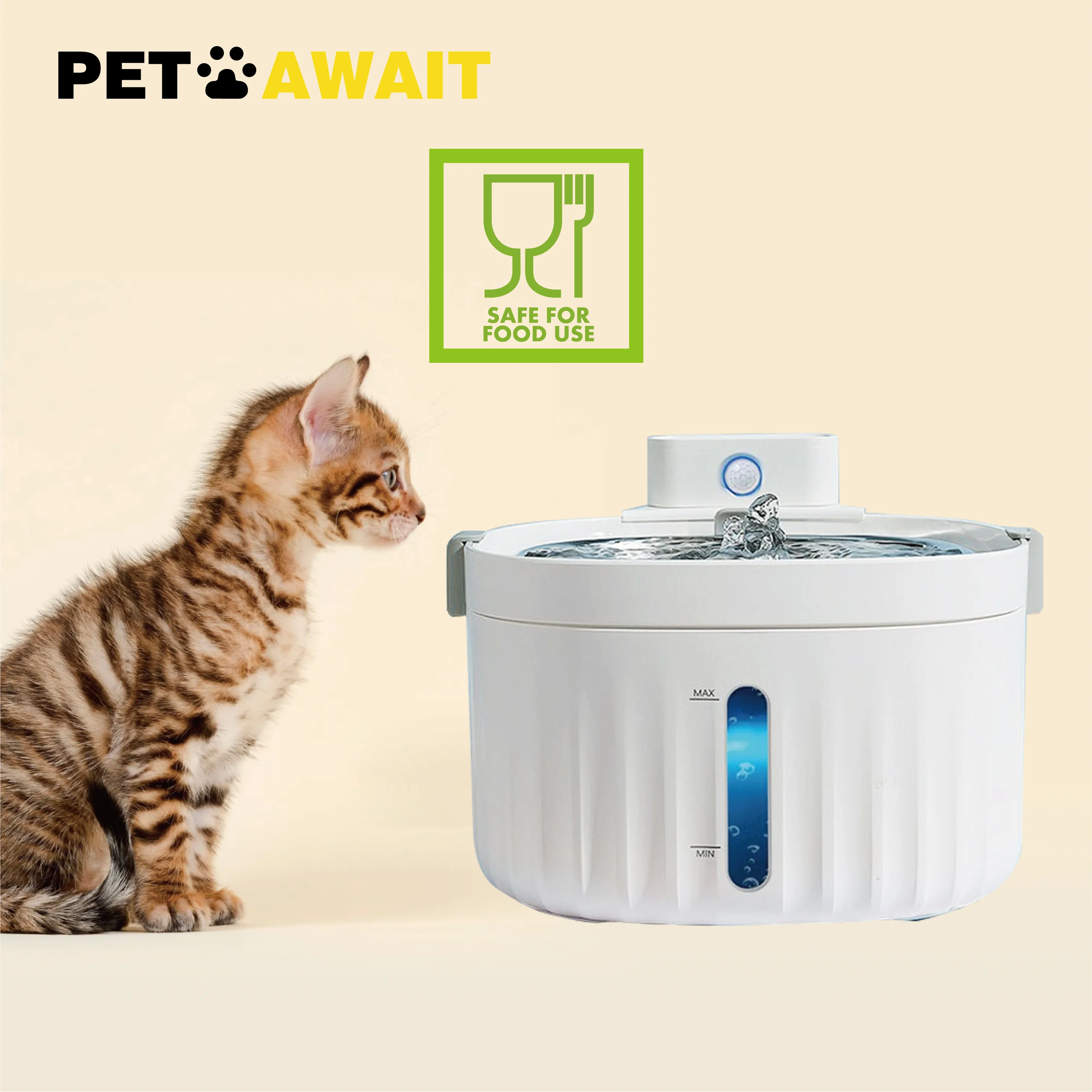 Wireless Water Fountain For Cats 2L Automatic LED Light Water Dispenser Motion Sensor Battery Powered Drinker Cat Accessories