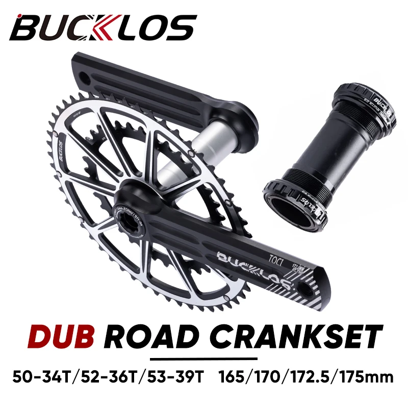BUCKLOS Road Bike DUB Crankset 50-34T 52-36T 53-39T Aluminum DUB Chainring 165mm 170mm 175mm Gravel Bike Crank Set Cycling Parts