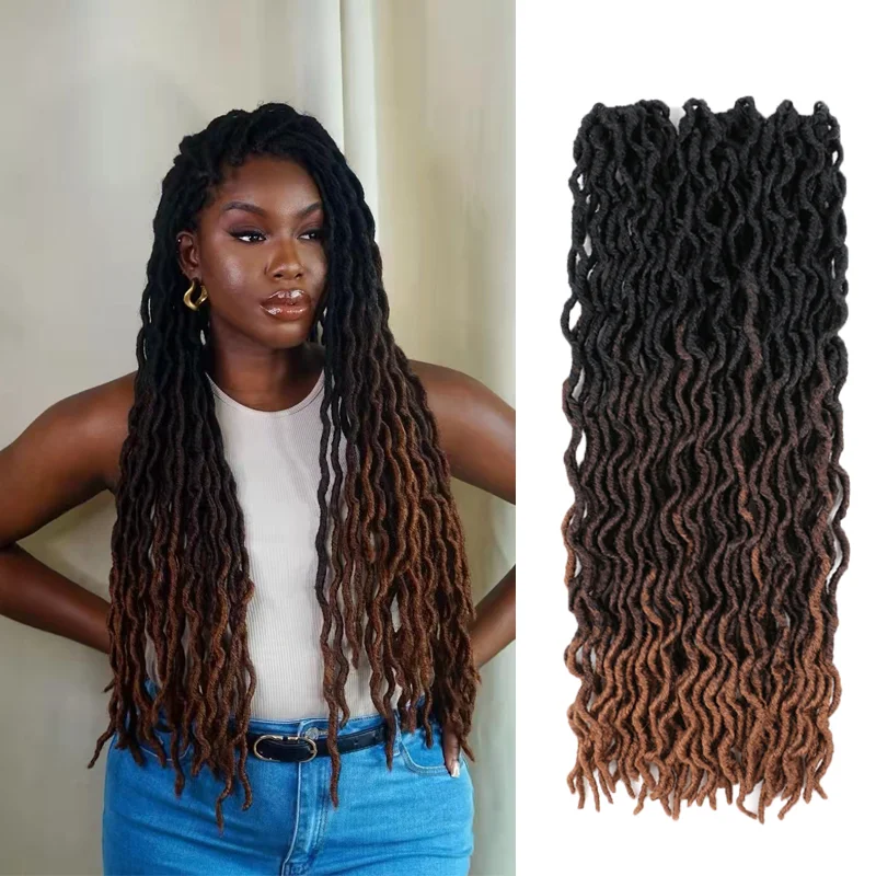 

24inch Crochet Braids Hair Synthetic Goddess Faux Locs Ombre Curly Soft Dreads Dreadlocks For Black Woman Extensions Saisity