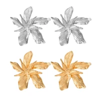metal big golden flower dangle drop earrings oversize floral statement pendant earrings for women ladies fashion jewelry