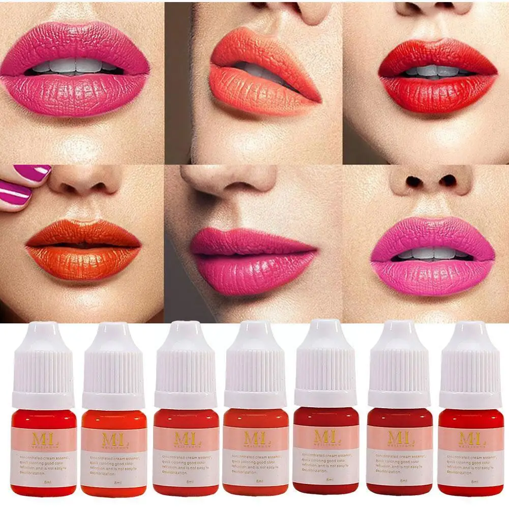 

7 color 8ml/bottle Permanent Makeup Color Natural Lips dye Plant Tattoo Ink Microblading Pigments For Tattoos Eyebrow Lips H3F5