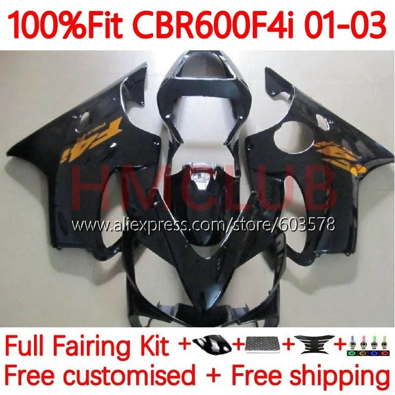 

Injection Body For HONDA CBR 600 CBR600 F4i 600F4i CBR600F4i 2001 2002 2003 600CC 01 02 03 OEM Fairing Kit 137No.108 black gloss