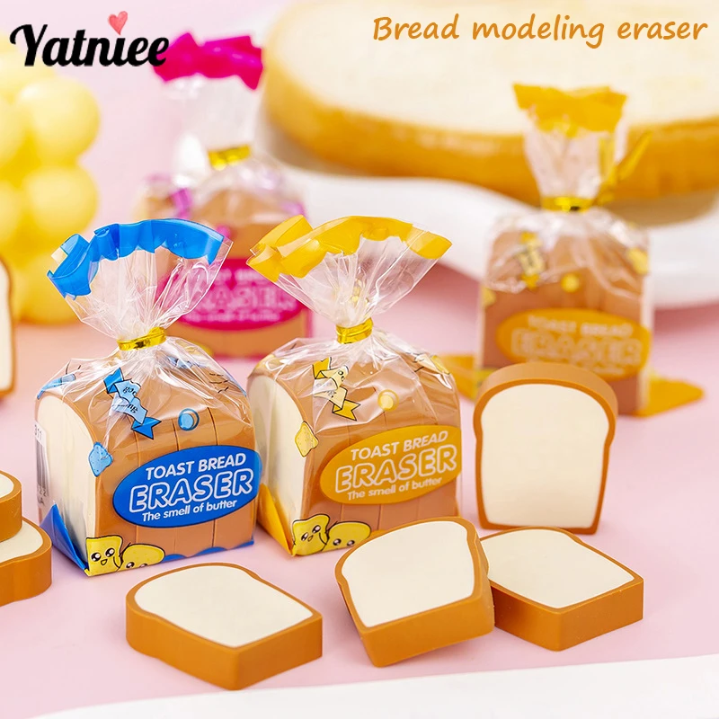 

Yatniee 4 шт./упаковка, креативные милые Ластики для хлеба, милые канцелярские принадлежности, кавайные ластики, резиновые милые вещи