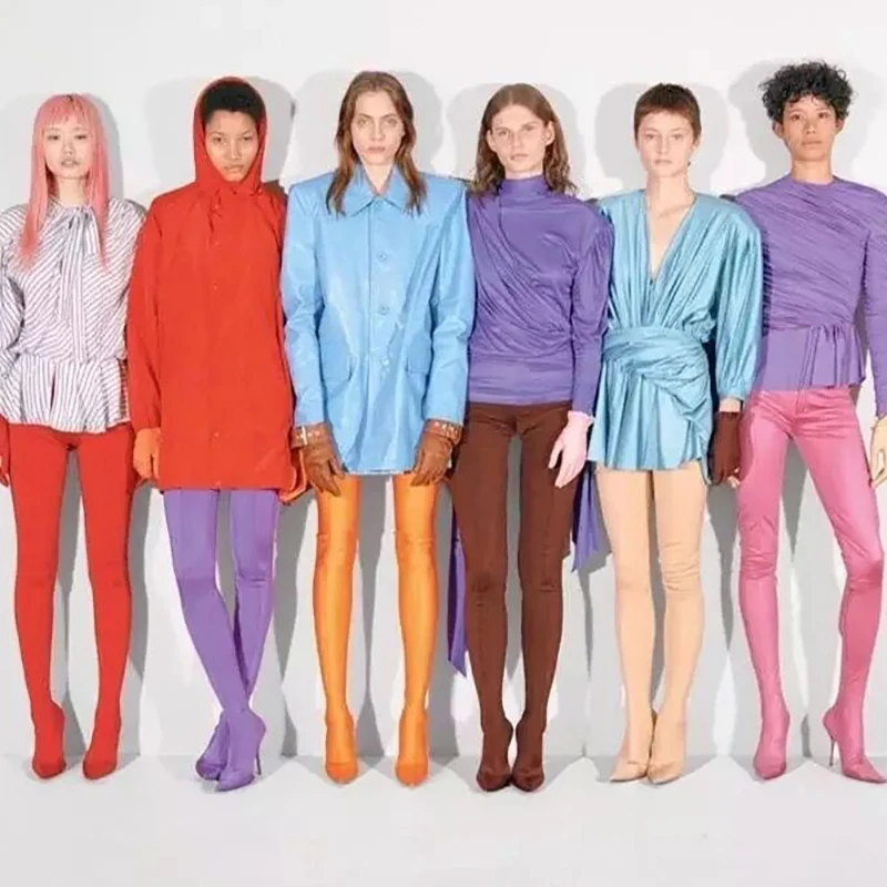 Dovereiss 2023 Fashion Winter Sexy Pink Pointed Toe Trousers Shoes Women Ladies Stilettos Heels Thigh High  Boots 44 45 46 47 48