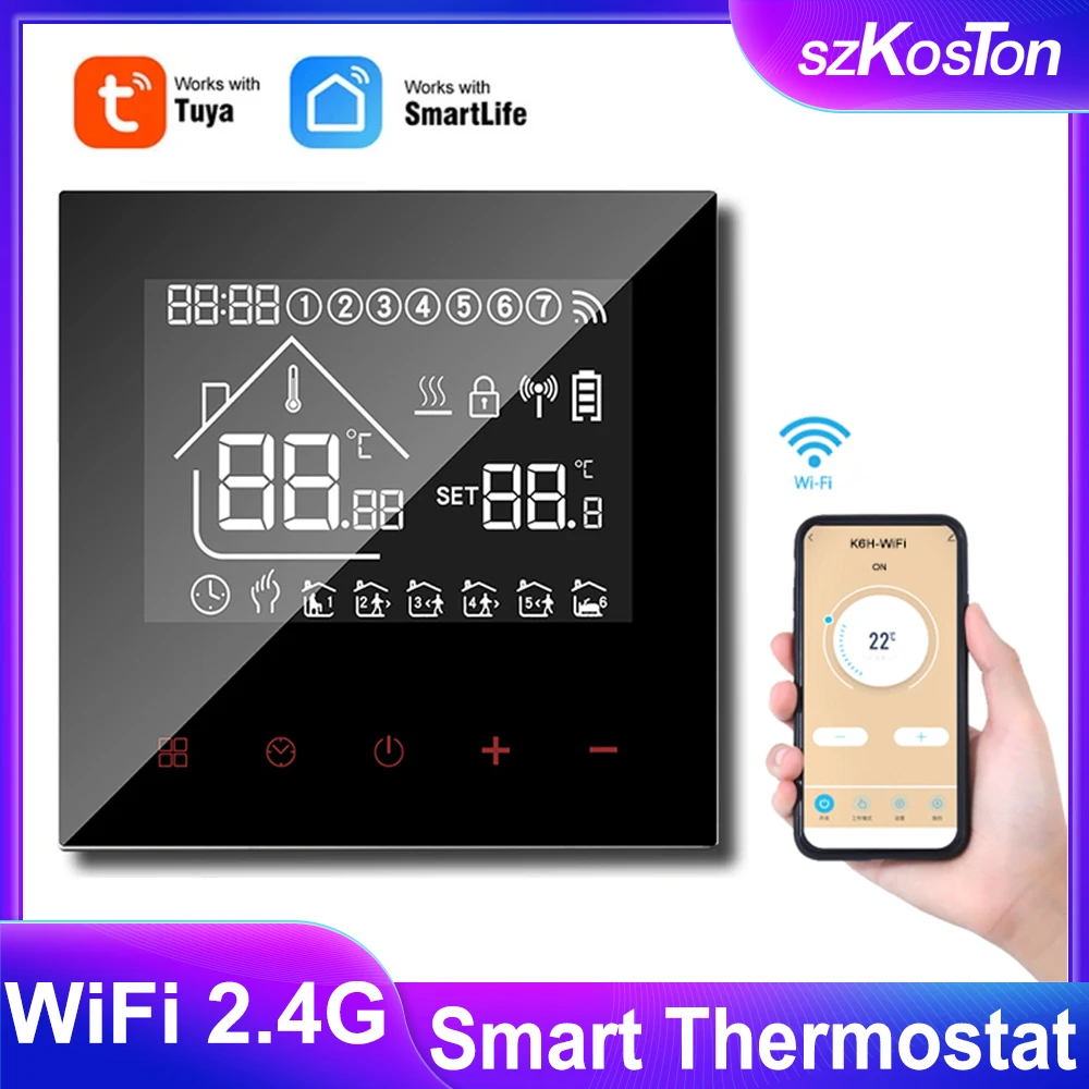 

Умный термостат Tuya с Wi-Fi и сенсорным ЖК-дисплеем