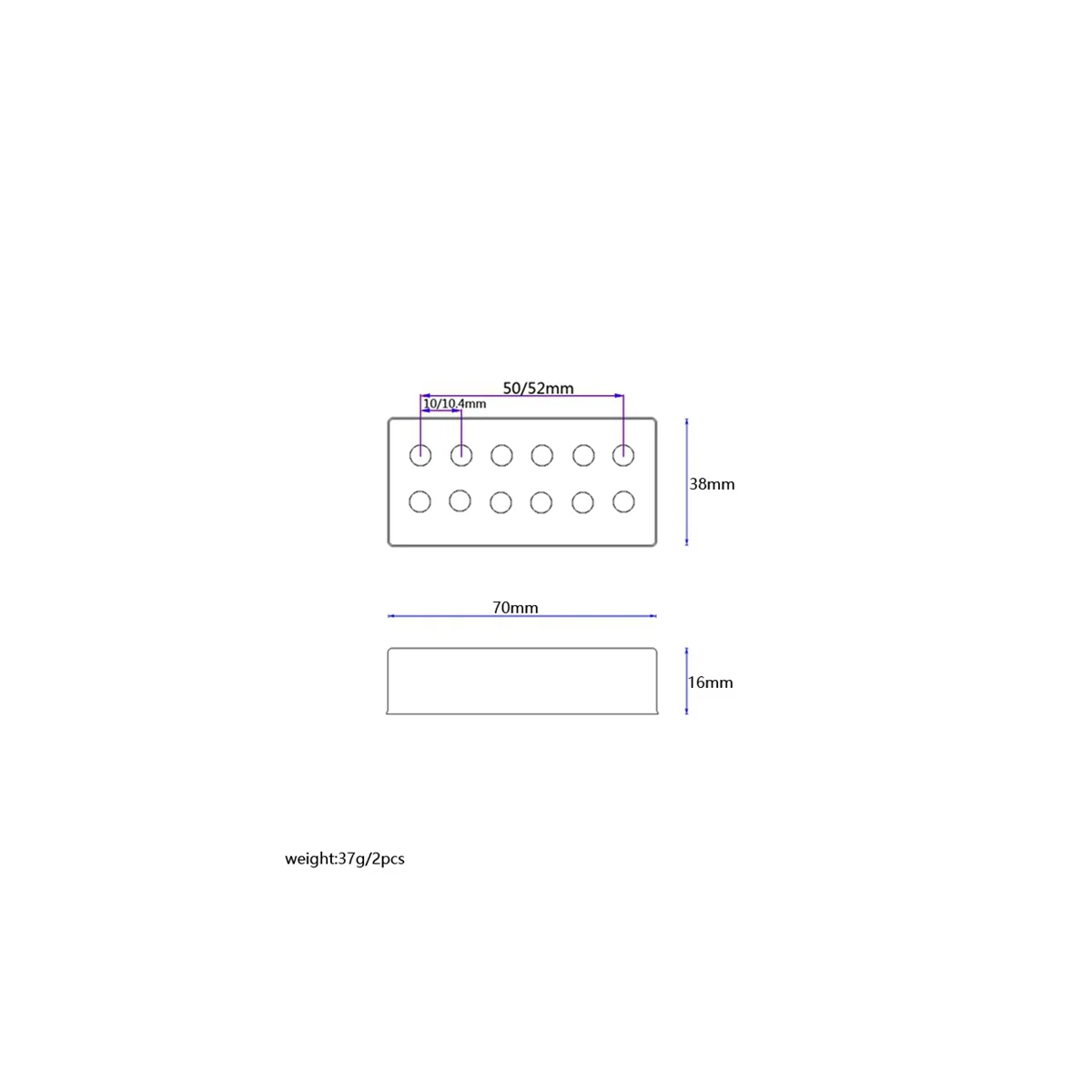 Открытая задняя крышка с 12 отверстиями для деталей электрогитары LP черная 70x38x16