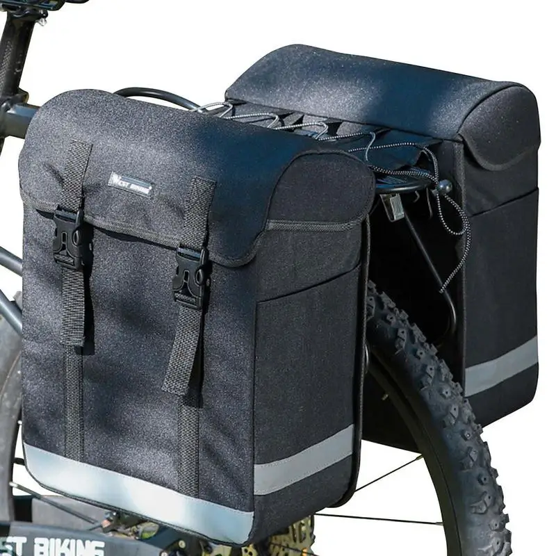 

Bicycle Pannier 500D Fabric Bike Packing 33L Bike Panniers Waterproof Bike Rear Rack Bag With Reflective Trim All Weather Bike