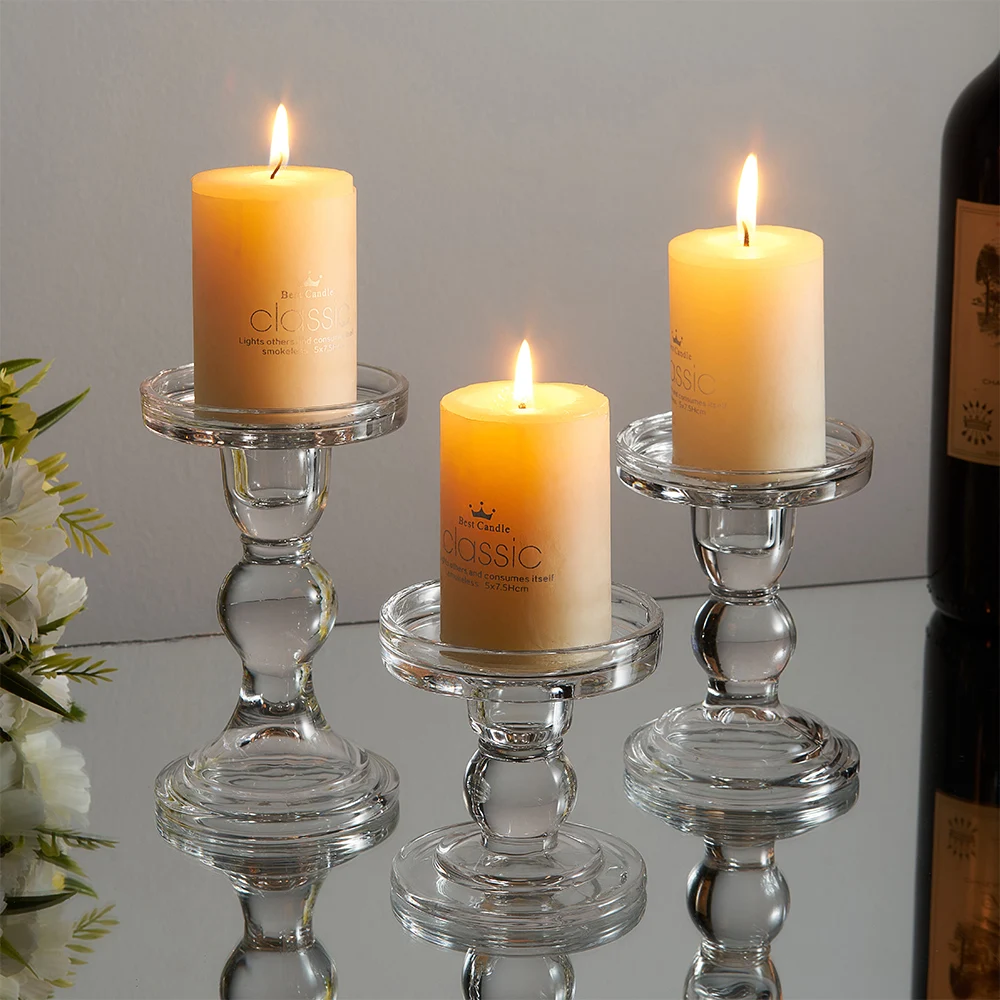 

Crystal Candle Holder Transparent Candlestick Decorative Candles Home Decoration Accessories Wedding Decoration Centerpiece Gift