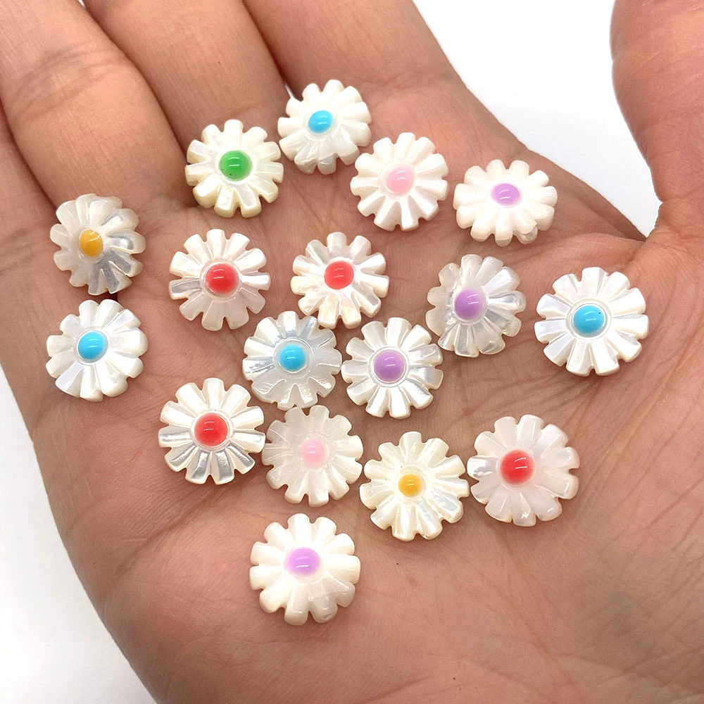 10pcs Natural Seawater Shell Bead 10 12mm Dyed Daisy Shape Beads for DIY Jewelry Making Bracelet Necklace Earrings Shell Beads