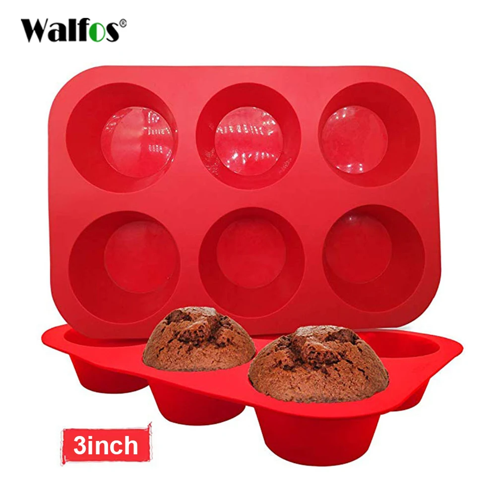 

WALFOS 1 Piece Cake Tools Fondant Bakeware Silicone Metal Non-Stick 6 Cups Cupcake Baking Tools Tray Mousse Cake Mold Muffin Pan