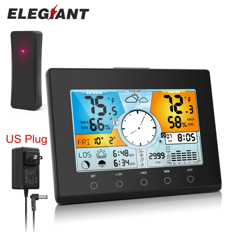 Метеостанция с ЖК-дисплеем и датчиком температуры влажности 2 USB-порта |