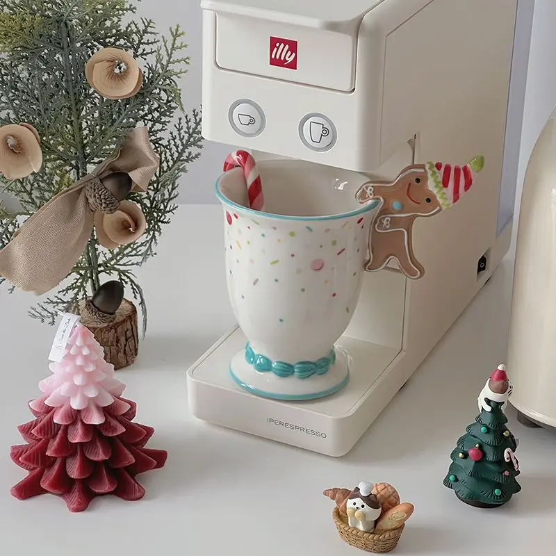 

Ceramic Mug with Spoon Cartoon Cute Water Cup Three-dimensional Underglaze Color Coffee Cup Breakfast Cup