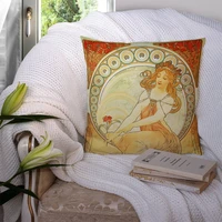 custom pillowcase alphonse mucha elegant cushion cover hotel car seat home decor backrest sofa pillow case 221217 40