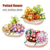 luminous mini potted building blocks creative home decoration plants flowers glowing stamens assembled toys glow in dark gifts