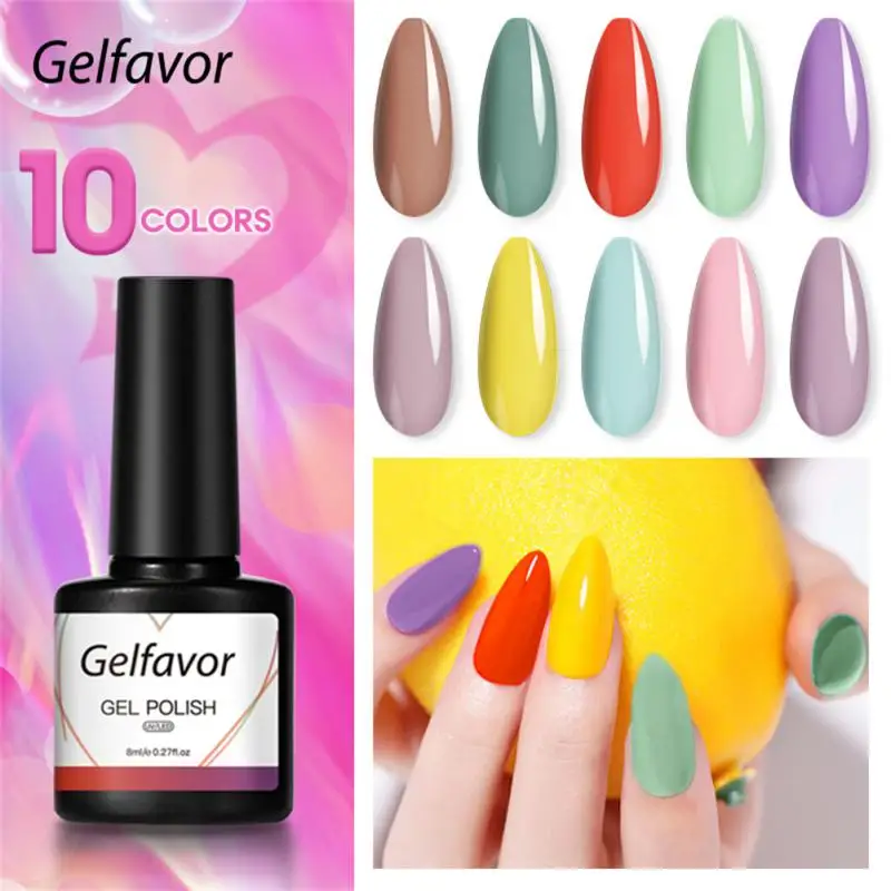 

8ML Gel Nail Polish Soak Off UV LED Nail Gel Semi Permanent Manicure Cosmetics Nails Gel Polish Varnish Fashion Manicure10 Color