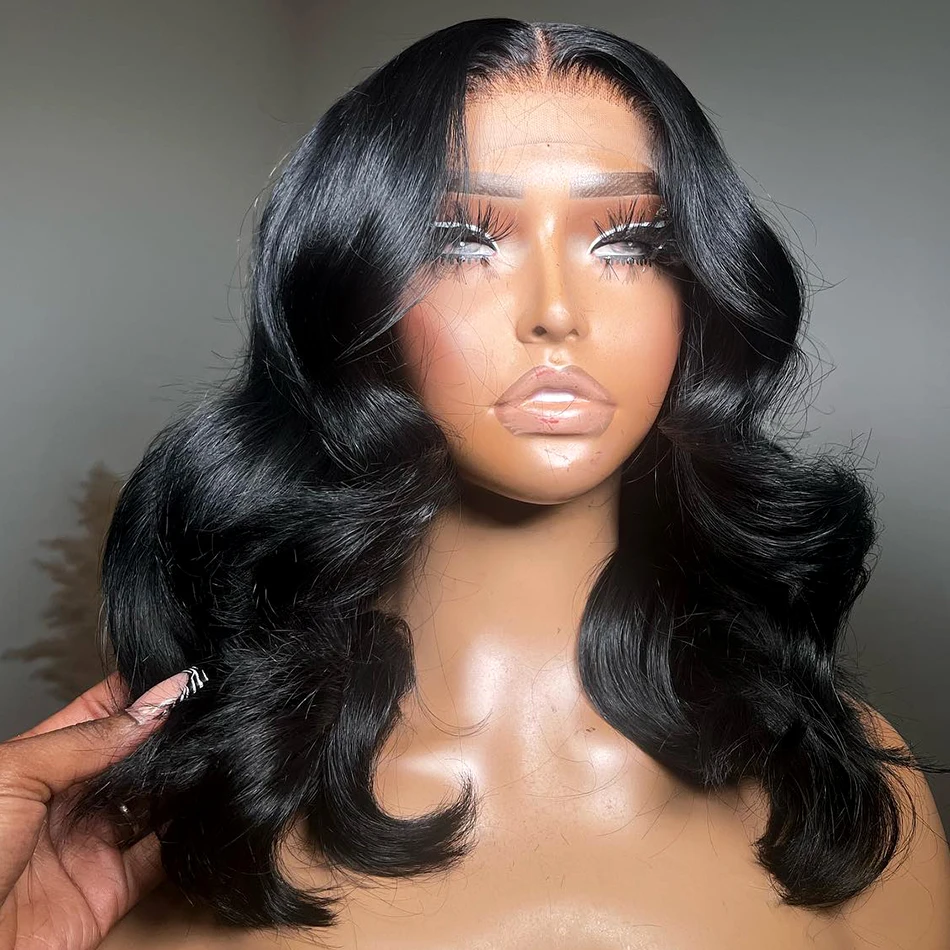 

Rosabeauty 13x6 Transparent Body Wave Lace Front Bob Wig 13x4 Human Hair Wigs 250% Short Water Wave Lace Frontal Wig For Women