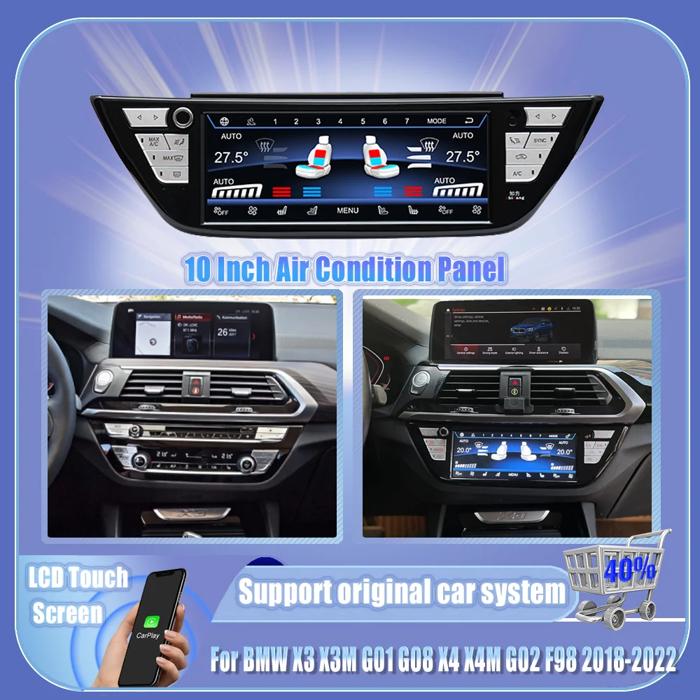 

10 Inch AC Panel Climate Screen For BMW X3 X3M G01 G08 X4 X4M G02 F98 2018-2022 Air Conditioning Board Seating Vocie Control