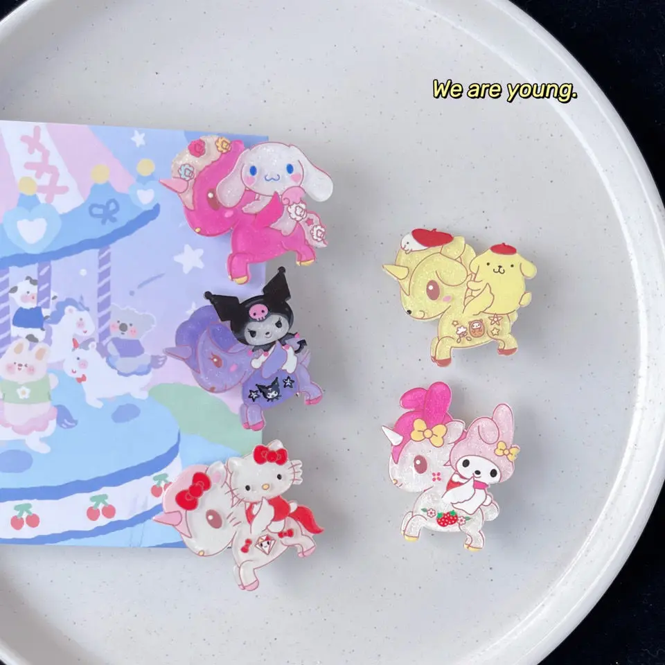 

Sanrio Cinnamoroll My Melody Kuromi Pom искусственная челка головной убор Милая боковая клипса мини прическа наряд для девушки