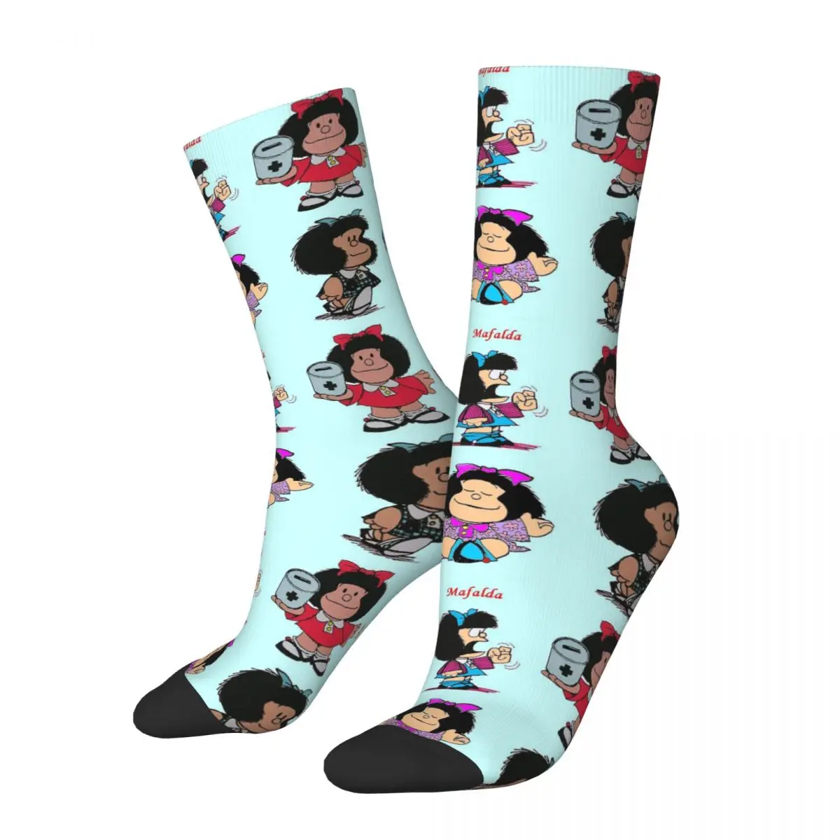 

Носки Mafalda для мужчин и женщин, смешные женские носки из полиэстера, милые аминовые носки на весну, лето, осень, зиму, носки средней длины, под...