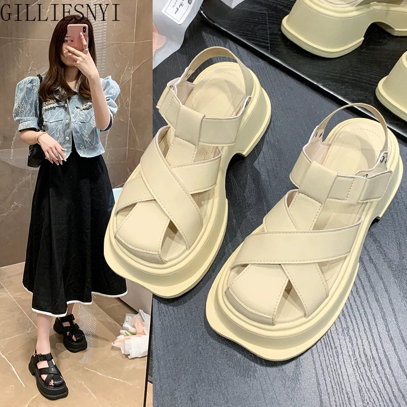 

Roman Shoes Women Hollow 2022 Summer Fashion Luxury Women's Sandals Woven Casual Platform Retro Girl Sandals Female Beach Shoes