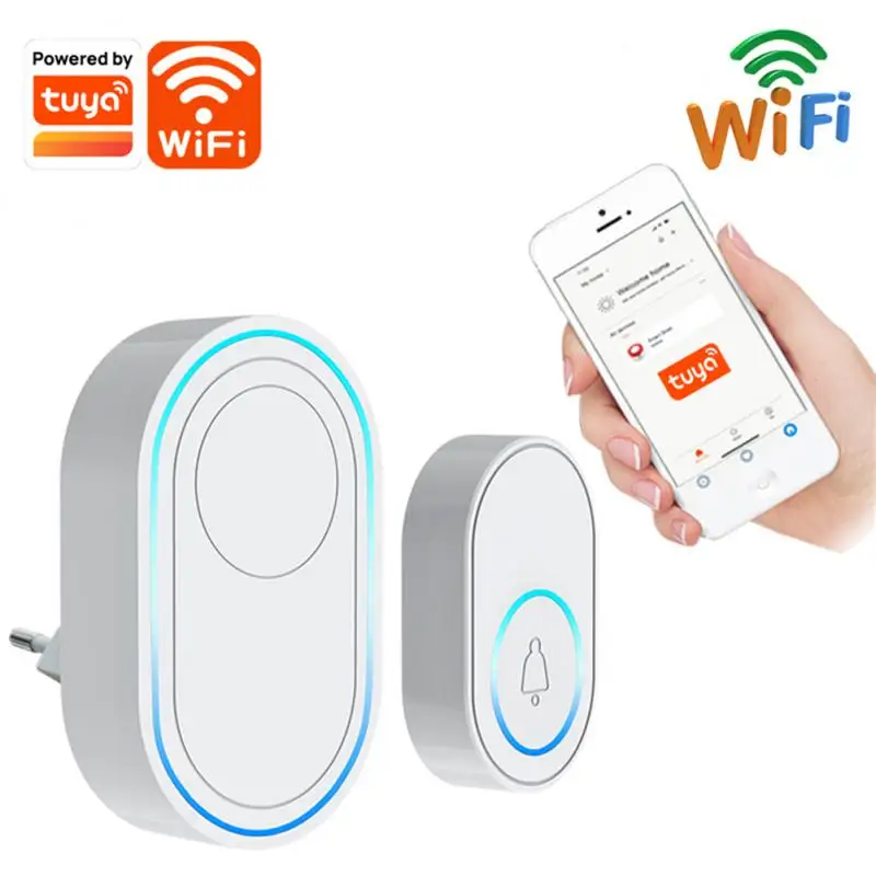 

Беспроводной умный дверной звонок с Wi-Fi Tuya, домашний умный электронный дверной звонок с дистанционным управлением, дверной Звонок Dingdong Pager с защитой от кражи