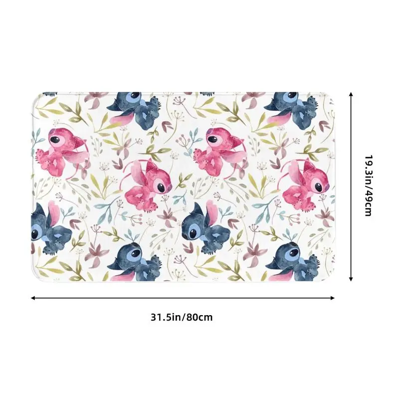 Пользовательский коврик Lilo Stitch с тропическим цветочным принтом на белом коврике