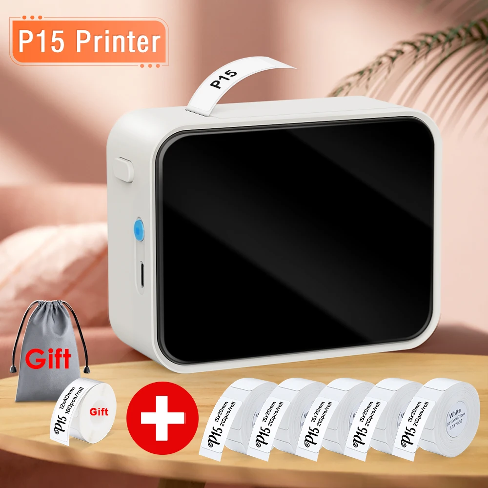 

Беспроводной принтер для этикеток P15, портативный Bluetooth Термопринтер для этикеток, ручной мини-аппарат для домашнего и офисного использования