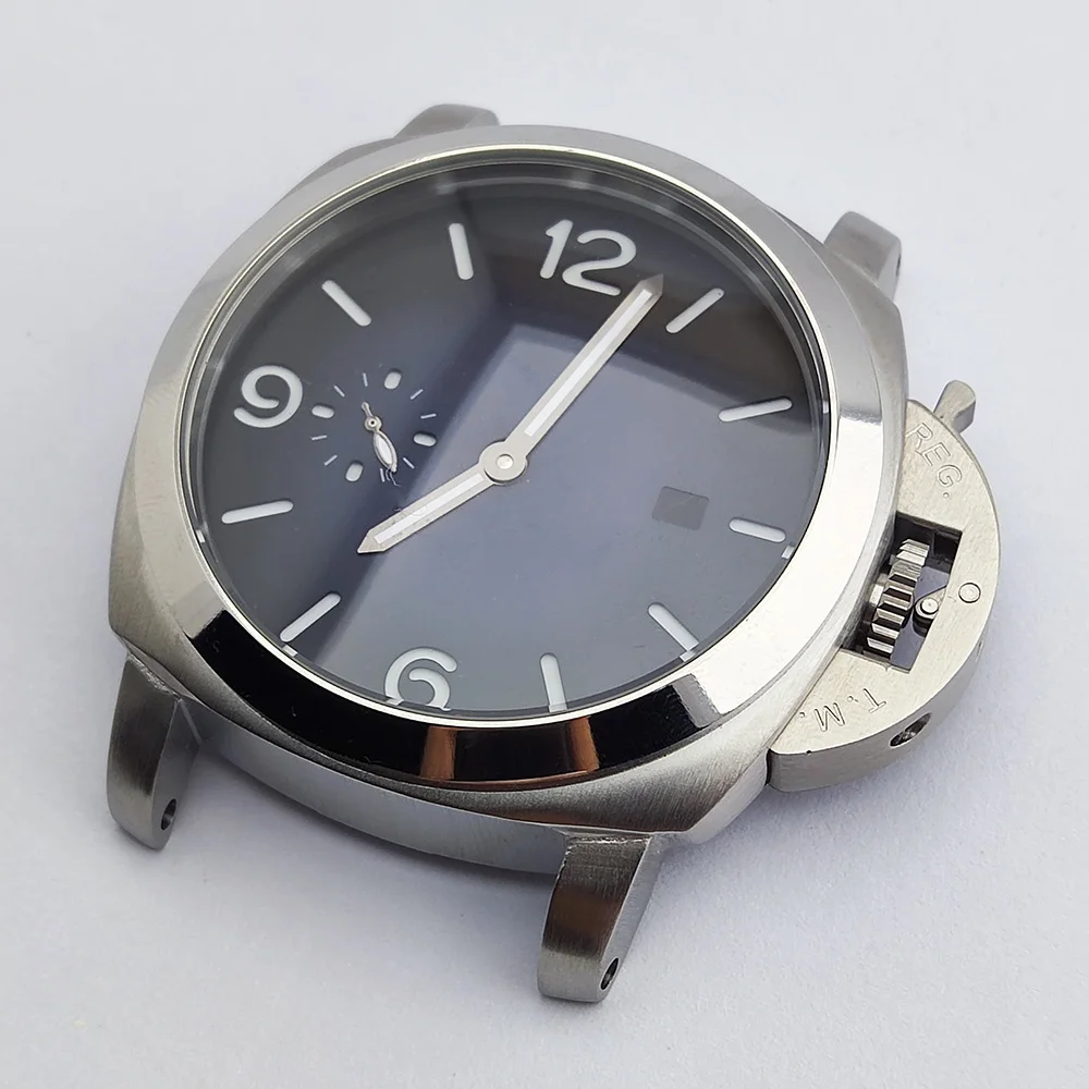 44mm ST2555 Movement Case Panerai Stainless Steel Case Men Automatic Mechanical Watch Black Dial Watch Replacement Parts