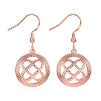 kissitty 1 pair rose gold color hollow flower shape brass dangle earrings for women hook earrings jewelry findings gift