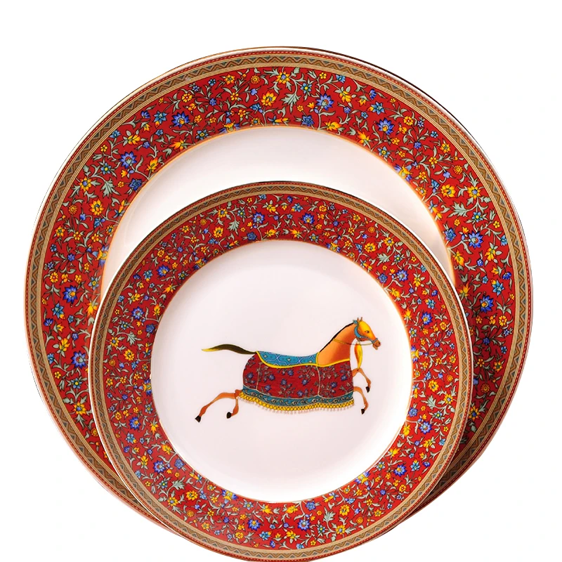 

Creative ceramic breakfast plate, delicate round western steak plate, household bone china hanging plate, decorative plate