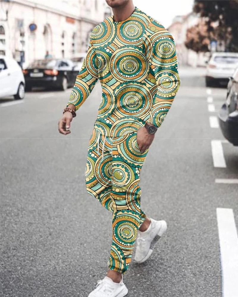 

Men's Tracksuit Casual Autumn long Sleeve T-Shirt and long pant Suit two-Piece Set Male Clothing Streetwear Clothes for Men